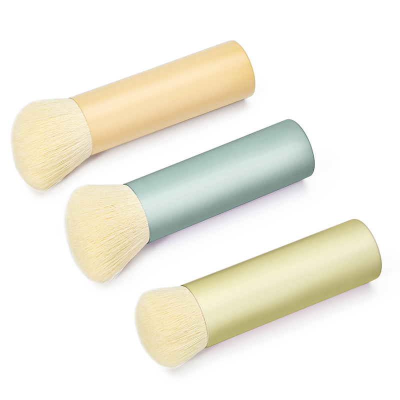 luxurious Macaron color  Aluminum handle soft nylon hair makeup brush single kabuki blush brush