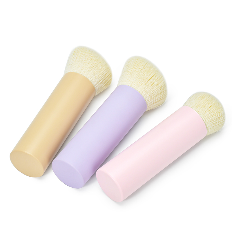 luxurious Macaron color  Aluminum handle soft nylon hair makeup brush single kabuki blush brush