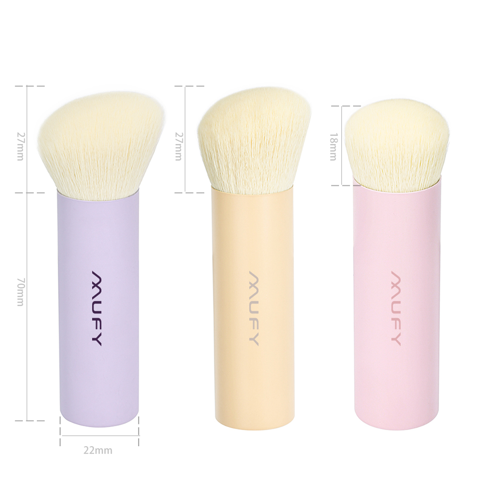 luxurious Macaron color  Aluminum handle soft nylon hair makeup brush single kabuki blush brush