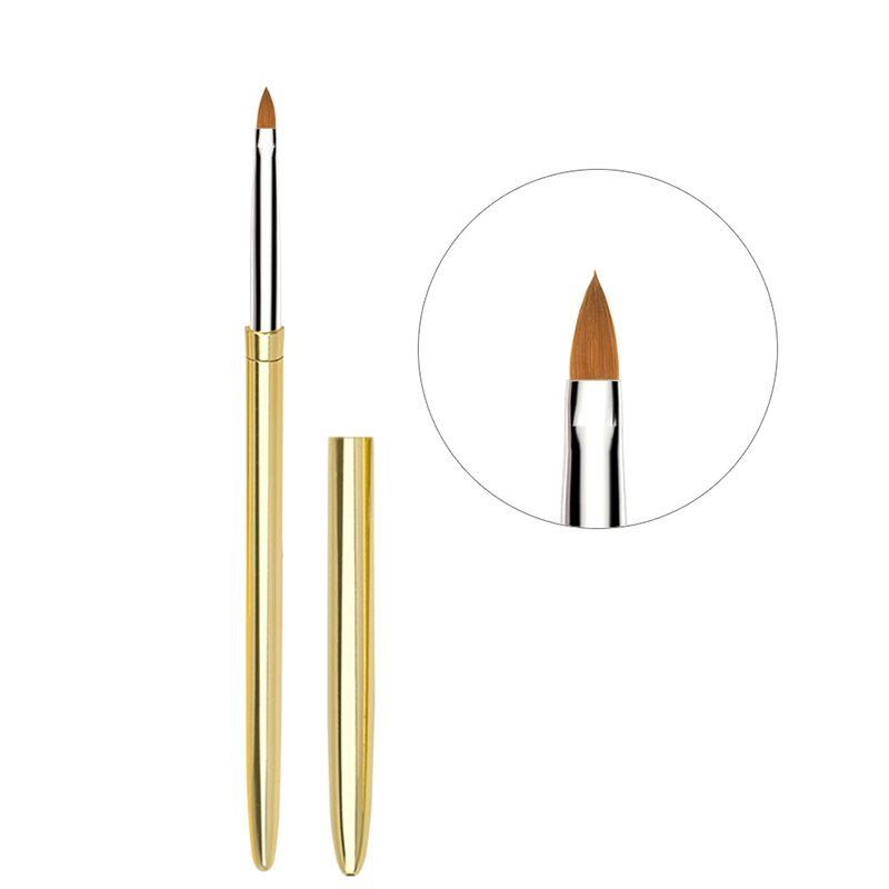 100% kolinsky nail art brush set luxury gold color handle kolinsky acrylic nail art brush set