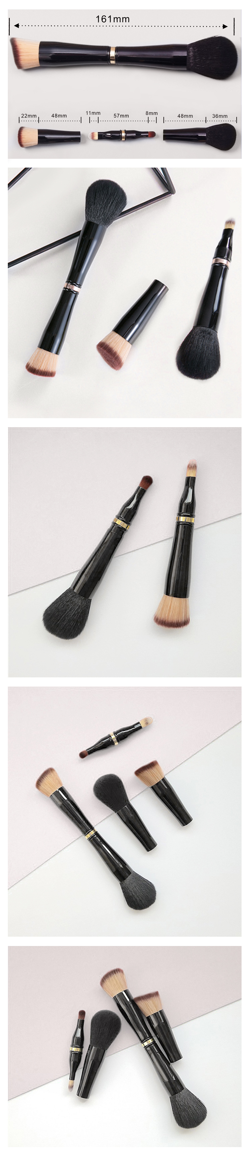 New 4 in 1 Makeup Brush Double Ended Travel Foundation Blush Eyeshadow Powder Make Up Brush Set