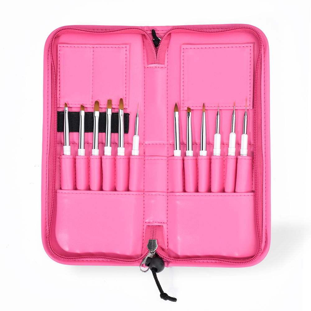 New Arrive Pink Makeup Manicure Nail Brush Holder Storage Case Bag with private label