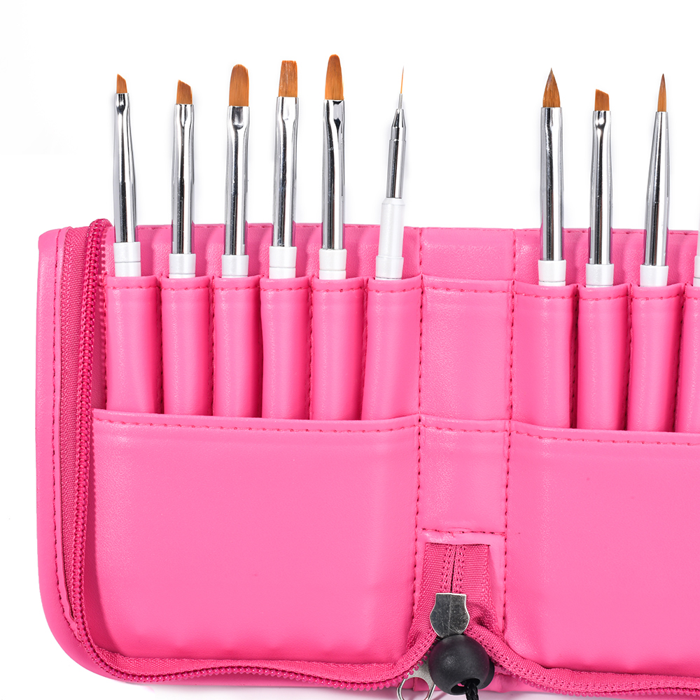 New Arrive Pink Makeup Manicure Nail Brush Holder Storage Case Bag with private label