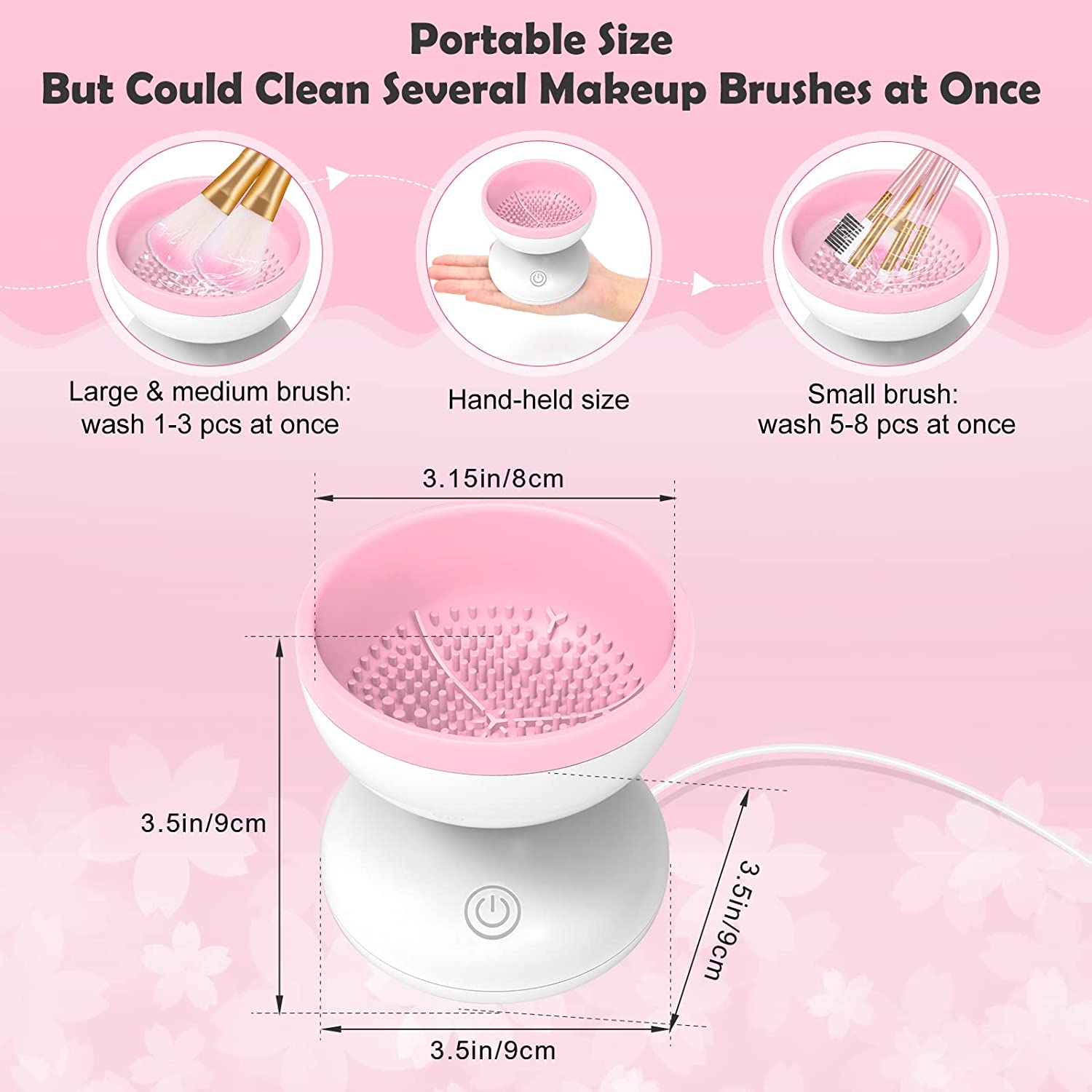 Electric Makeup Brush Cleaner Machine - Alyfini Portable Automatic USB Cosmetic Brush Cleaner Tools for All Size