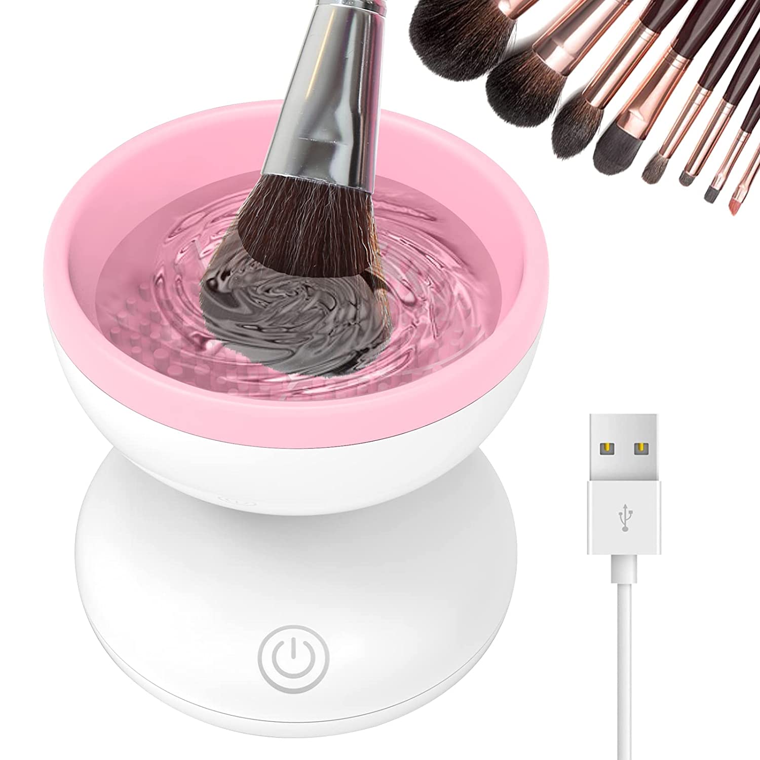 Electric Makeup Brush Cleaner Machine - Alyfini Portable Automatic USB Cosmetic Brush Cleaner Tools for All Size