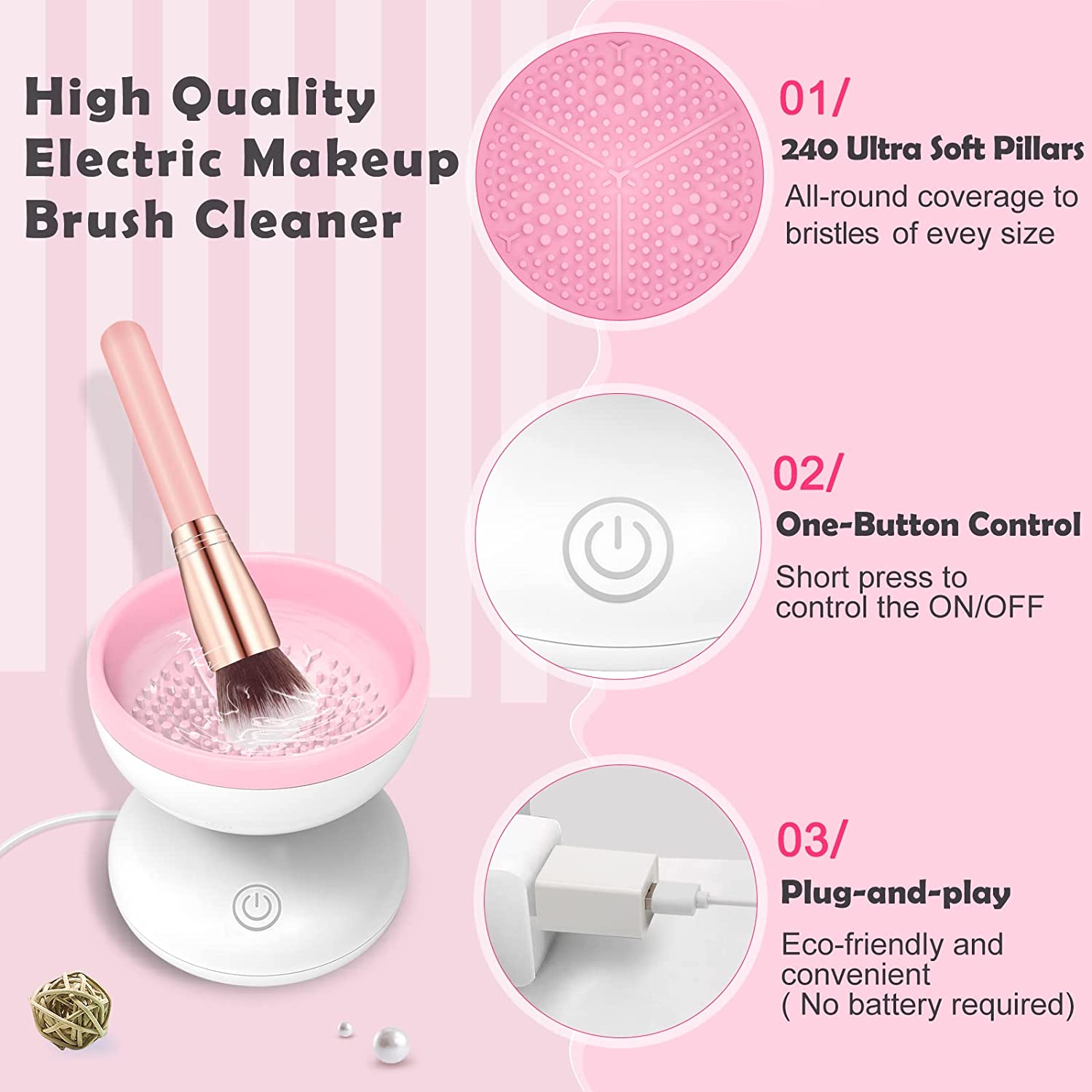 Electric Makeup Brush Cleaner Machine - Alyfini Portable Automatic USB Cosmetic Brush Cleaner Tools for All Size