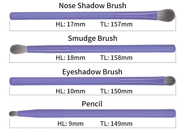 2023 Cosmetic highlighter contour brush cosmetic violet purple makeup brush set 8 pcs shadow blending brush